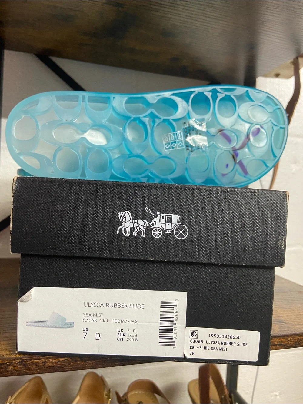 Coach Teal Blue Jelly Slide Sandals